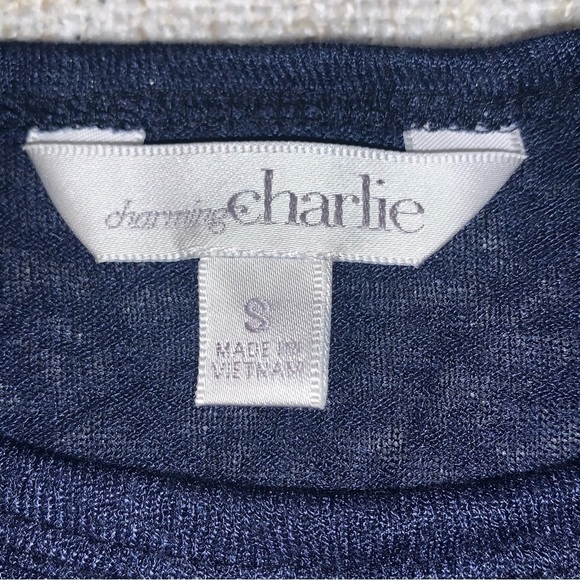 CHARMING CHARLIE 3/4-Sleeve Navy White Nautical Layer Tunic Top Women’s S - Picture 6 of 11